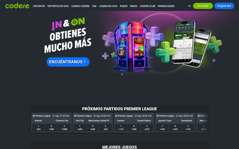 Codere Colombia, página de inicio de apuestas deportivas